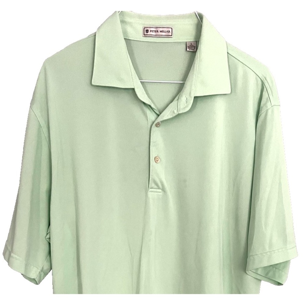 Peter Millar Polo Shirt Mens Large Mint Green Performance Golf Lightweight Soft